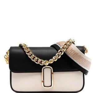 Marc Jacobs Black and Cream Crossbody with Gold Chain
